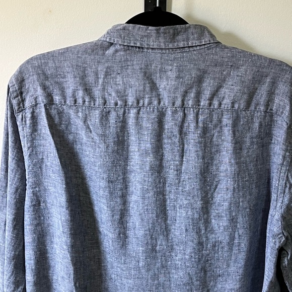 Untuckit SlimFit Blue Linen Shirt Sz Large - Picture 6 of 11